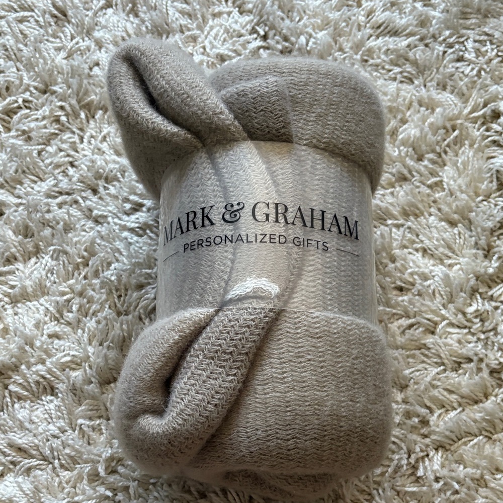 Mark & Graham Taupe Knit Throw